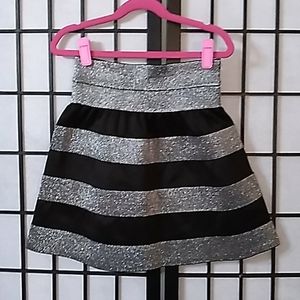 Girls Metallic Silver & black short skirt